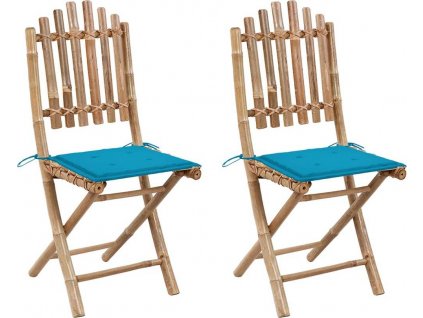 Skládací zahradní židle s poduškami 2 ks bambus [3063997]
