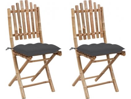 Skládací zahradní židle s poduškami 2 ks bambus [3064002]