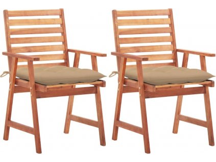 Zahradní jídelní židle 2 ks s poduškami masivní akáciové dřevo [3064338]