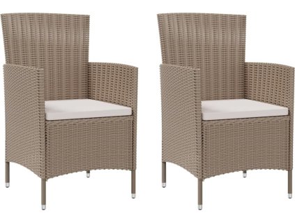 Zahradní židle s poduškami 2 ks polyratan [316684] (Barva Béžová)