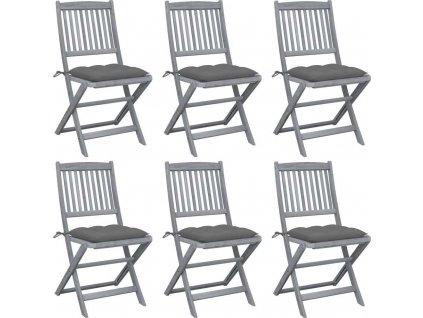 Skládací zahradní židle s poduškami 6 ks masivní akáciové dřevo [3065450]