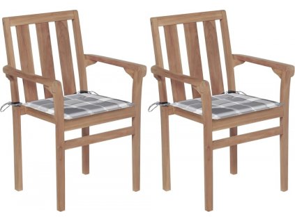 Zahradní židle 2 ks podušky masivní teakové dřevo [3062220]