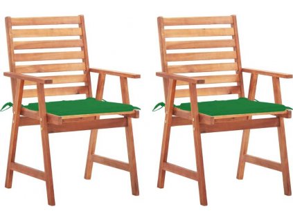 Zahradní jídelní židle 2 ks s poduškami masivní akáciové dřevo [3064325]
