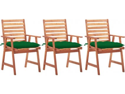 Zahradní jídelní židle s poduškami 3 ks masivní akáciové dřevo [3064367]