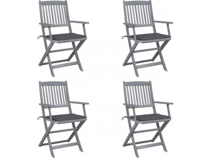 Skládací zahradní židle s poduškami 4 ks masivní akáciové dřevo [3064511]
