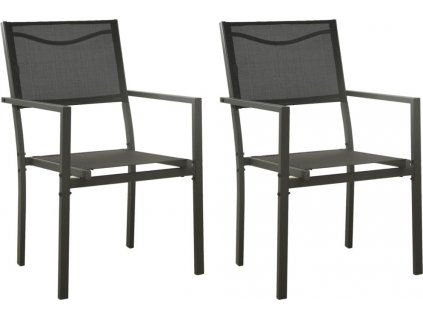 Zahradní židle 2 ks textilen a ocel černé a antracitové [313077]