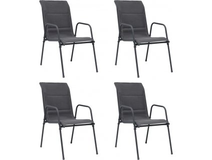 Stohovatelné zahradní židle 4 ks ocel a textilen antracitové [313076]