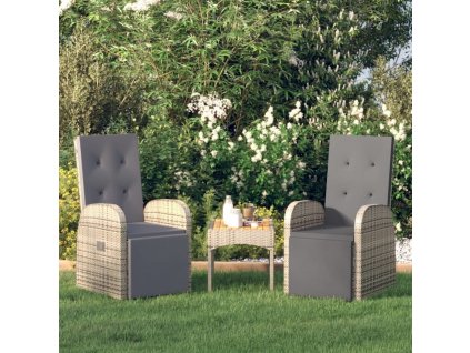 Polohovací zahradní židle s poduškami 2 ks šedé polyratan [319541]