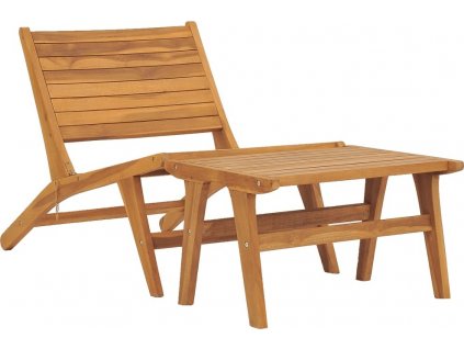 Zahradní židle s podnožkou masivní teakové dřevo [49366]
