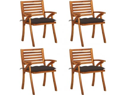 Zahradní židle s poduškami 4 ks masivní akáciové dřevo [3075197]