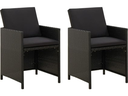 Zahradní židle 2 ks s poduškami polyratan [316755] (Barva Černá)