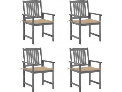 Zahradní židle s poduškami 4 ks masivní akáciové dřevo [3061228]