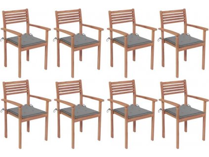Stohovatelné zahradní židle s poduškami 8 ks masivní teak [3072601]