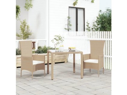 Zahradní židle s poduškami 2 ks polyratan béžové [319532]