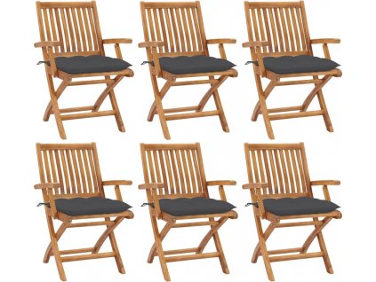 Skládací zahradní židle s poduškami 6 ks masivní teak [3072765]