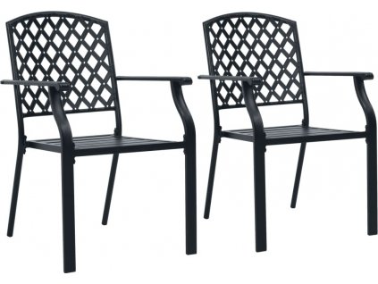 Stohovatelné zahradní židle 2 ks ocelové černé [44265]
