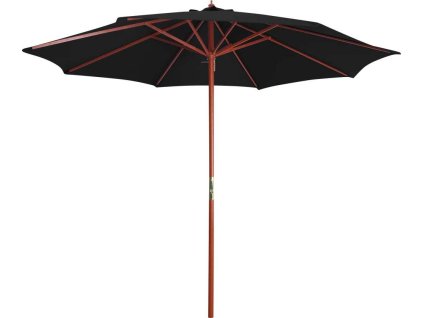 Slunečník s dřevěnou tyčí 300 x 258 cm [47124] (Barva Černá)