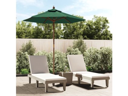 Zahradní slunečník s dřevěnou tyčí 196 x 231 cm [363160] (Barva Zelená)