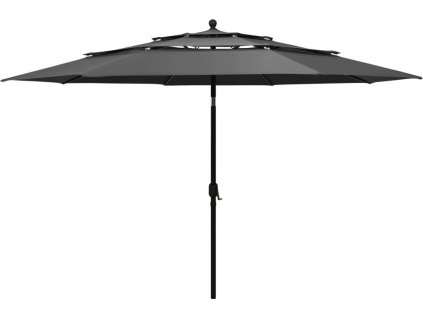 3stupňový zahradní slunečník s hliníkovou tyčí 3,5 m [313878] (Barva Antracitová)
