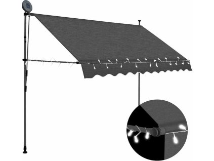 Ručně zatahovací markýza s LED světlem 250 cm bílo [145865] (Barva Antracitová)