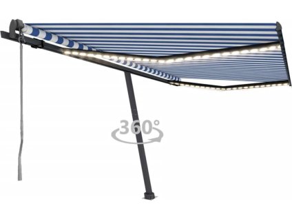 Automatická markýza LED a senzor větru 400x350 cm [3069831] (Barva Modro-bílá)