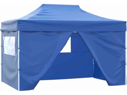 Rozkládací stan nůžkový se 4 bočnicemi 3 x 4,5 m [42512] (Barva Modrá)