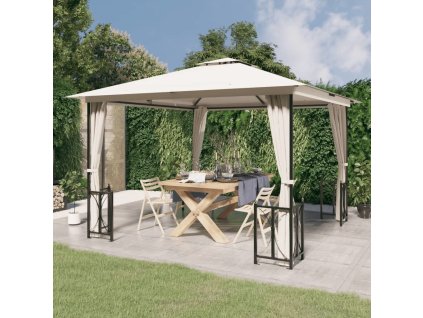 Altán s bočními stěnami a dvojitou střechou 3 x 3 m [318540] (Barva Krémová)