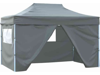 Profesionální skládací party stan 4 bočnice 3 x 4 m ocel [48897] (Barva Antracitová)