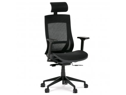 Kancelářská židle, černá látka, plastový kříž, výškově stavitelné područky, kolečka pro tvrdé podlahy