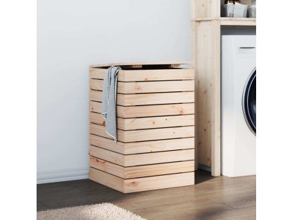 Koš na prádlo 44 x 44 x 66 cm masivní borové dřevo [833330] (Barva Černá)