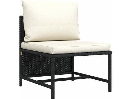 Dílčí středová pohovka s poduškami polyratan [313508] (Barva Černá)