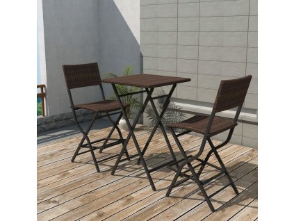 3dílný skládací bistro set ocel polyratan [42871]