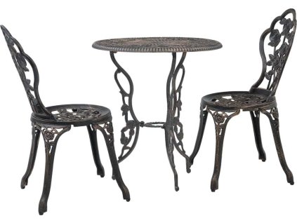 3dílný bistro set litý hliník [47858] (Barva Bronzová)