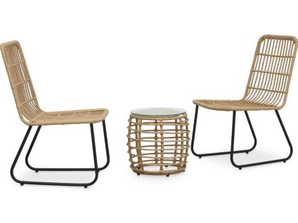 3dílný bistro set polyratan [48583] (Barva Dub)