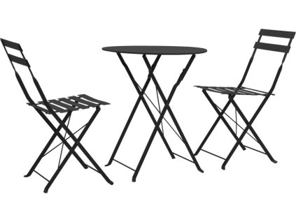 3dílný bistro set ocelový [44356] (Barva Černá)