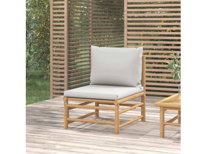 Zahradní středová pohovka se mi poduškami bambus [362279] (Barva Světle šedá)