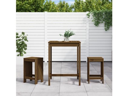 3dílný zahradní barový set masivní borové dřevo [3157736] (Barva Medově hnědá borovice)
