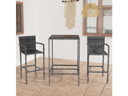 3dílný zahradní barový set polyratan [3064837] (Barva Černá)