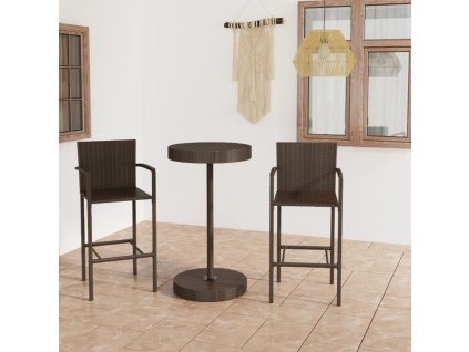 3dílný zahradní barový set polyratan [3064769] (Barva Černá)