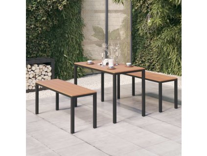 3dílný zahradní jídelní set ocel a WPC [317140] (Barva Hnědo-černá)