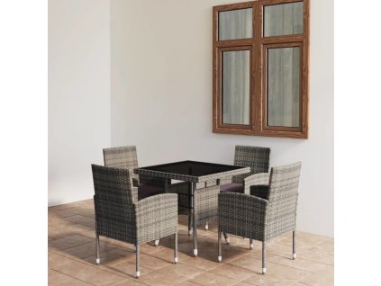 5dílný zahradní jídelní set polyratan [3059415] (Barva Antracitová)