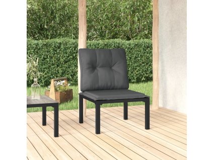 Zahradní židle s poduškami černá a šedá polyratan [362798]
