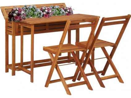 Zahradní stolek s truhlíkem a 2 bistro židlemi masivní akácie [45910]