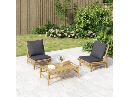 Zahradní křesla 2 ks s krémově bílými poduškami bambus [363459] (Barva Tmavě šedá)