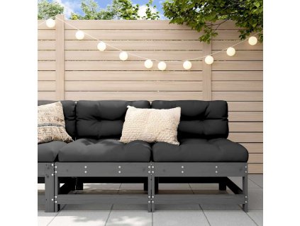 Středové pohovky s poduškami 2 ks medově hnědé masivní borovice [825578] (Barva Šedá borovice)