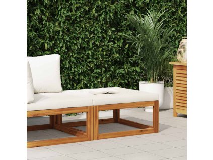 Podnožka s tmavě šedou poduškou masivní akáciové dřevo [311865] (Barva Krémová)