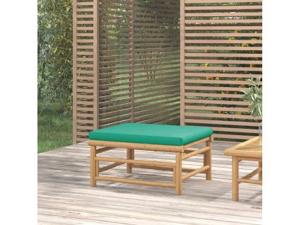 Zahradní podnožka s poduškou bambus [362295] (Barva Zelená)