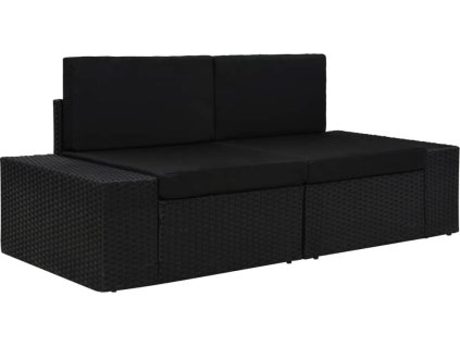 Dílčí pohovka 2místná polyratan [49505] (Barva Černá)