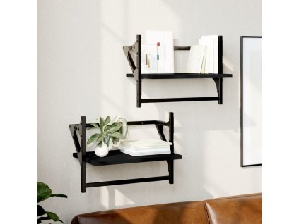 Nástěnné police s tyčemi 2 ks 40 x 25 x 30 cm [836242] (Barva Hnědý dub)