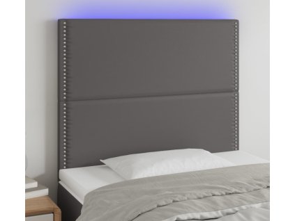 Čelo postele s LED 90x5x118/128 cm umělá kůže [3122366] (Barva Šedá)